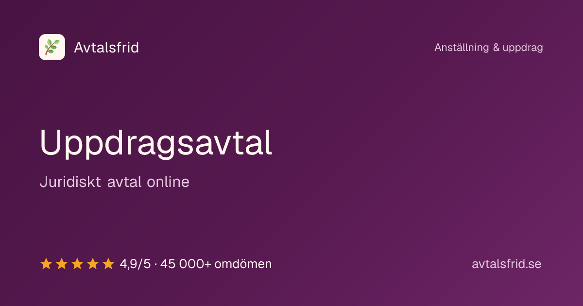 Uppdragsavtal, juridiskt avtal online
