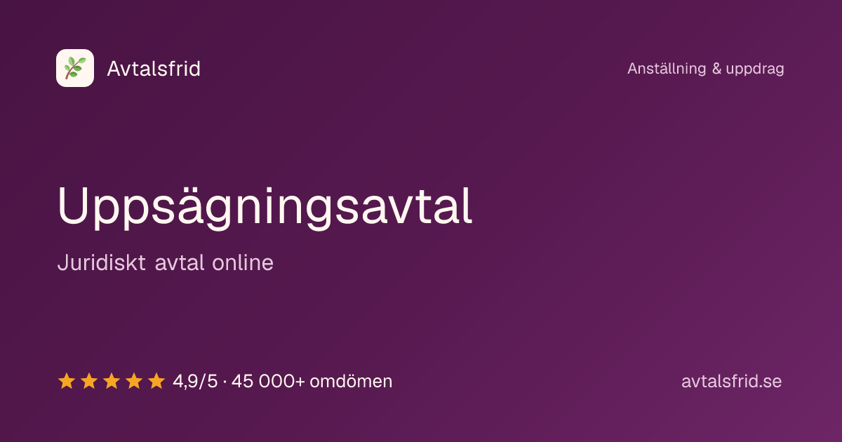 Uppsägningsavtal, juridiskt avtal online