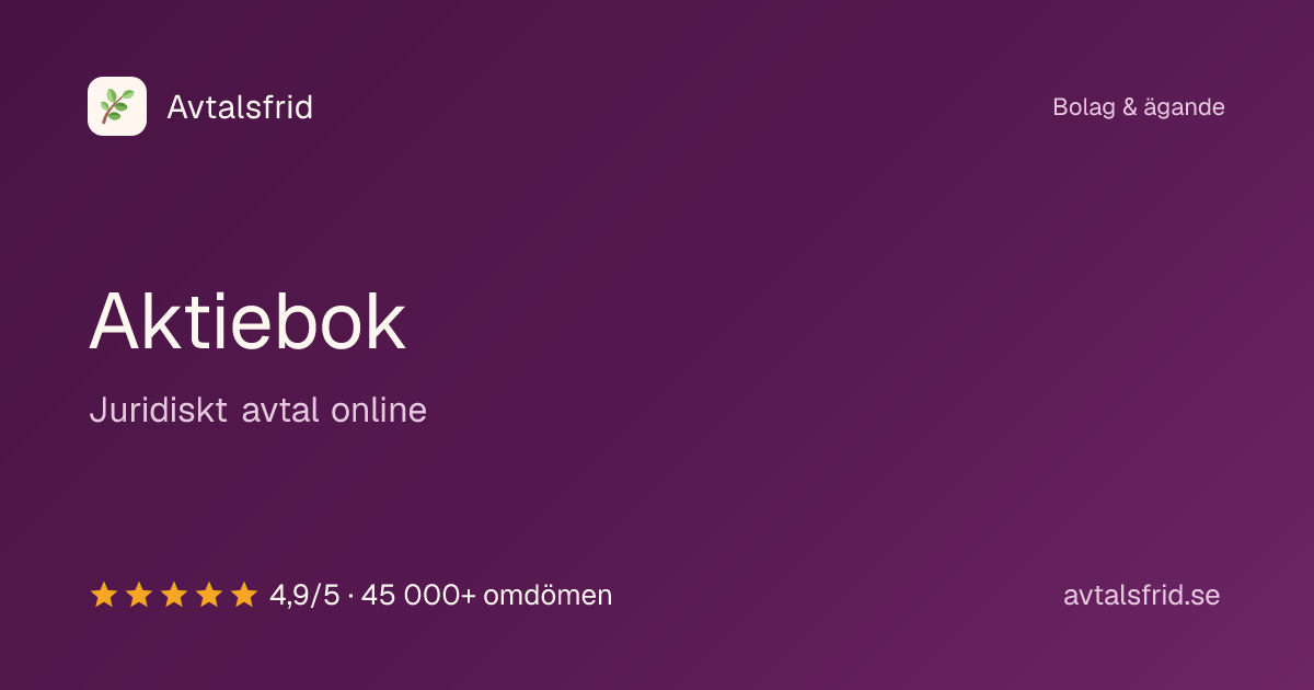 Aktiebok, juridiskt avtal online