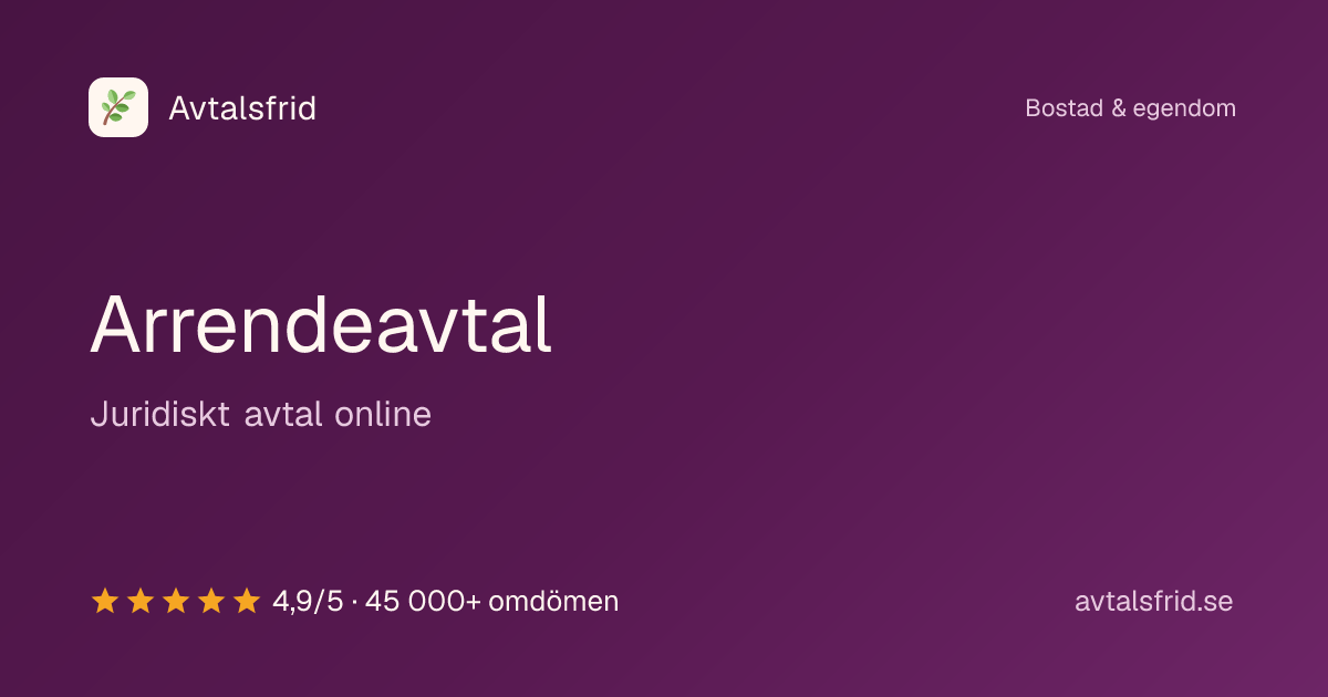 Arrendeavtal, juridiskt avtal online