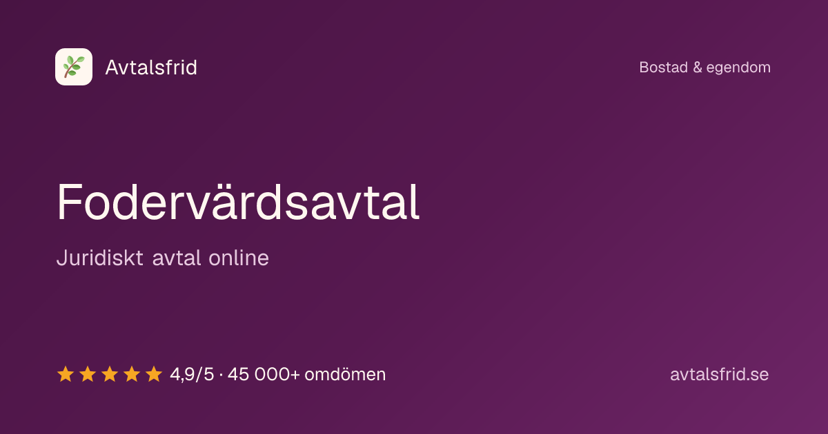 Fodervärdsavtal, juridiskt avtal online