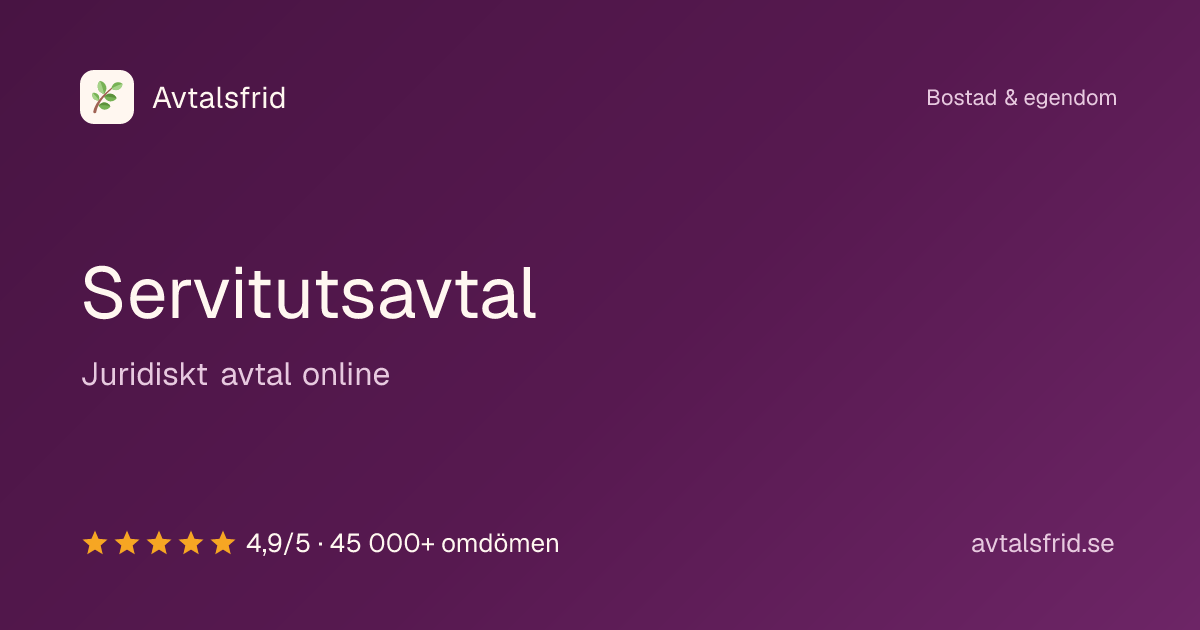 Servitutsavtal, juridiskt avtal online