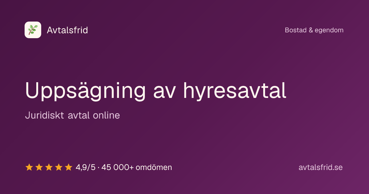 Uppsägning av hyresavtal, juridiskt avtal online