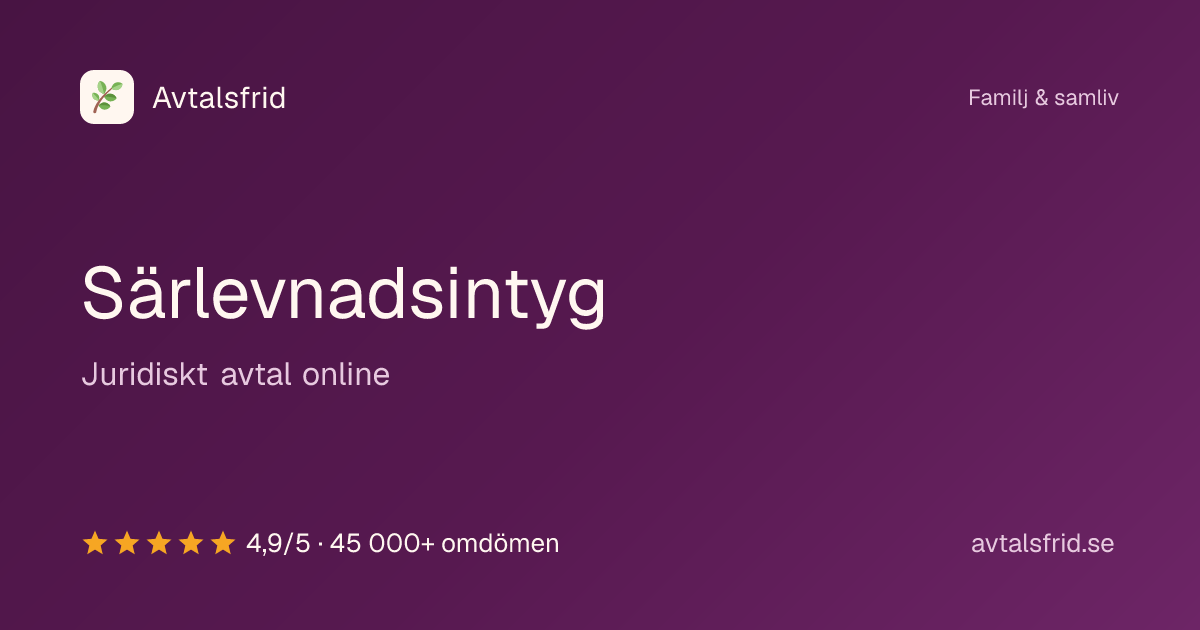 Särlevnadsintyg, juridiskt avtal online